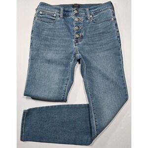 J.Crew 9 Inch Mid-Rise Skinny Jeans Medium Wash Button Fly CD684 Blue Womens 27